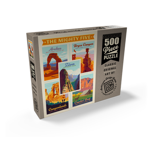 The Mighty Five: Utah National Parks, Vintage Poster 500 Jigsaw Puzzle box view2