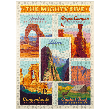 puzzleplate The Mighty Five: Utah National Parks, Vintage Poster 500 Jigsaw Puzzle