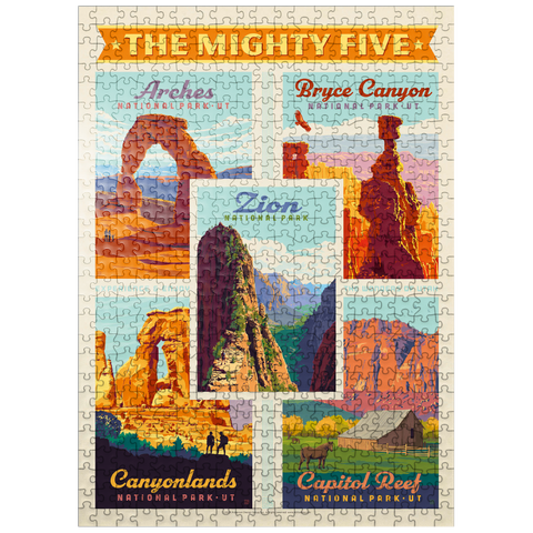 puzzleplate The Mighty Five: Utah National Parks, Vintage Poster 500 Jigsaw Puzzle