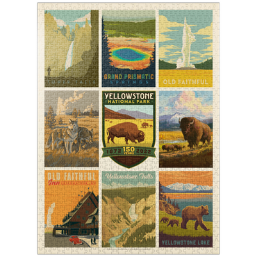 puzzleplate Yellowstone National Park: 150th Anniversary Commemorative Print, Vintage Poster 1000 Jigsaw Puzzle