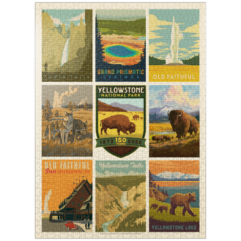 puzzleplate Yellowstone National Park: 150th Anniversary Commemorative Print, Vintage Poster 1000 Jigsaw Puzzle
