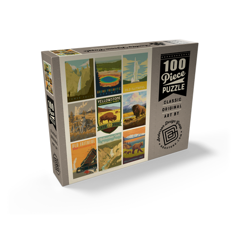 Yellowstone National Park: 150th Anniversary Commemorative Print, Vintage Poster 100 Jigsaw Puzzle box view2