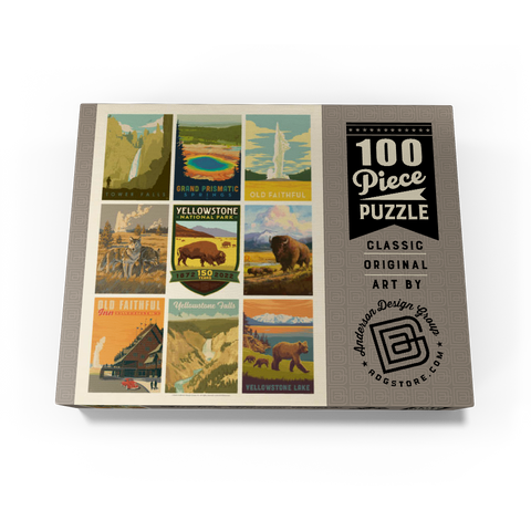 Yellowstone National Park: 150th Anniversary Commemorative Print, Vintage Poster 100 Jigsaw Puzzle box view3