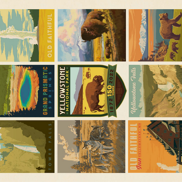 Yellowstone National Park: 150th Anniversary Commemorative Print, Vintage Poster 100 Jigsaw Puzzle 3D Modell