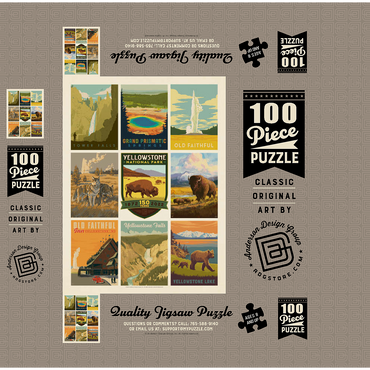 Yellowstone National Park: 150th Anniversary Commemorative Print, Vintage Poster 100 Jigsaw Puzzle box 3D Modell
