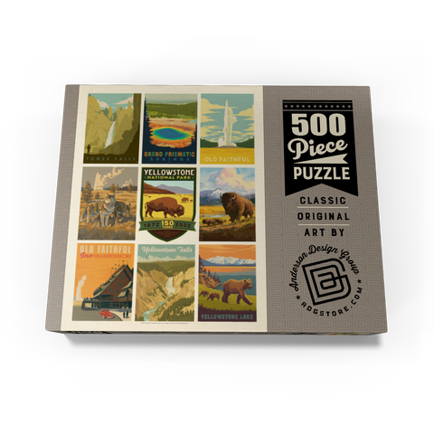Yellowstone National Park: 150th Anniversary Commemorative Print, Vintage Poster 500 Jigsaw Puzzle box view3