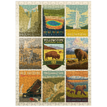 puzzleplate Yellowstone National Park: 150th Anniversary Commemorative Print, Vintage Poster 500 Jigsaw Puzzle