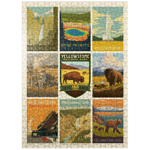 puzzleplate Yellowstone National Park: 150th Anniversary Commemorative Print, Vintage Poster 500 Jigsaw Puzzle