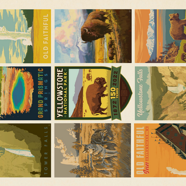 Yellowstone National Park: 150th Anniversary Commemorative Print, Vintage Poster 500 Jigsaw Puzzle 3D Modell