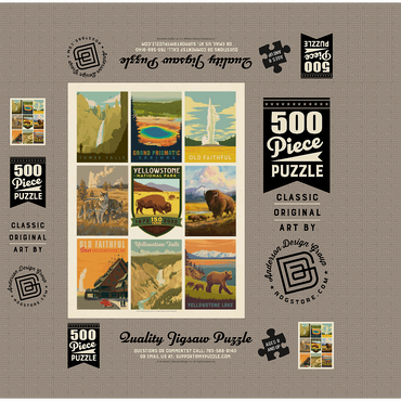 Yellowstone National Park: 150th Anniversary Commemorative Print, Vintage Poster 500 Jigsaw Puzzle box 3D Modell