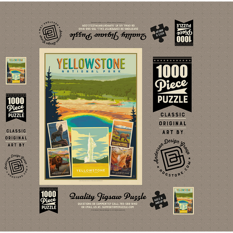 Yellowstone National Park: Collage Print, Vintage Poster 1000 Jigsaw Puzzle box 3D Modell
