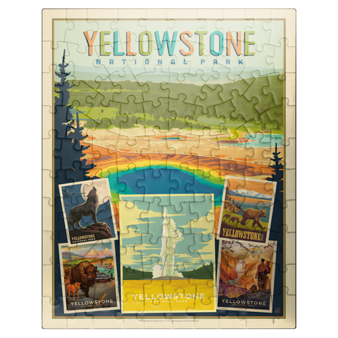 puzzleplate Yellowstone National Park: Collage Print, Vintage Poster 100 Jigsaw Puzzle