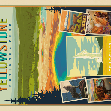 Yellowstone National Park: Collage Print, Vintage Poster 100 Jigsaw Puzzle 3D Modell