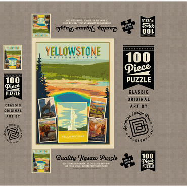 Yellowstone National Park: Collage Print, Vintage Poster 100 Jigsaw Puzzle box 3D Modell