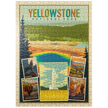 puzzleplate Yellowstone National Park: Collage Print, Vintage Poster 500 Jigsaw Puzzle