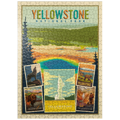puzzleplate Yellowstone National Park: Collage Print, Vintage Poster 500 Jigsaw Puzzle