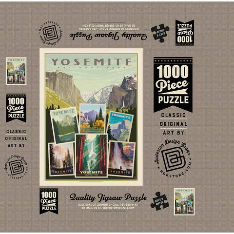 Yosemite National Park: Collage Print, Vintage Poster 1000 Jigsaw Puzzle box 3D Modell