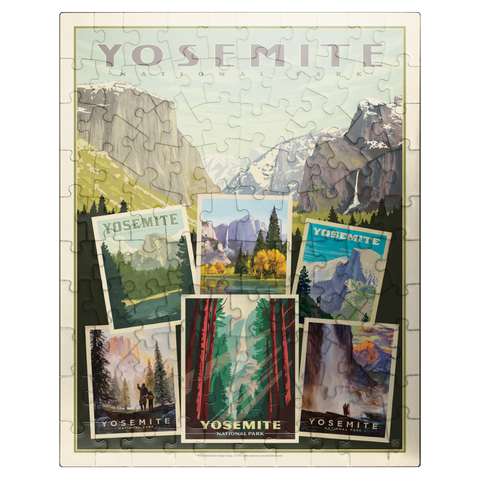 puzzleplate Yosemite National Park: Collage Print, Vintage Poster 100 Jigsaw Puzzle