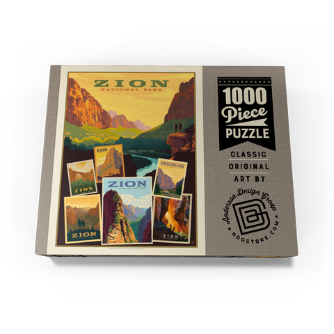 Zion National Park: Collage Print, Vintage Poster 1000 Jigsaw Puzzle box view3