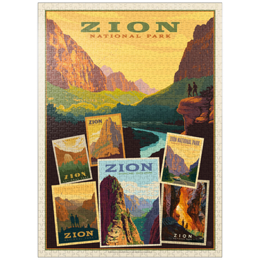 puzzleplate Zion National Park: Collage Print, Vintage Poster 1000 Jigsaw Puzzle