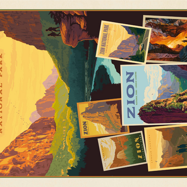 Zion National Park: Collage Print, Vintage Poster 1000 Jigsaw Puzzle 3D Modell