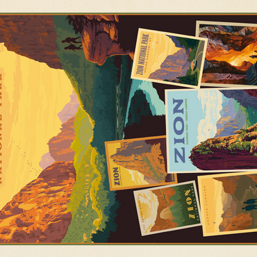 Zion National Park: Collage Print, Vintage Poster 500 Jigsaw Puzzle 3D Modell
