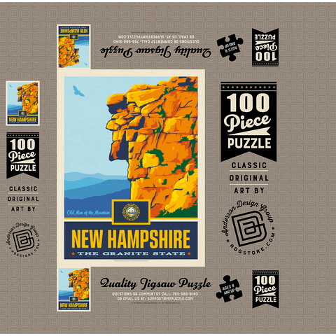 New Hampshire: The Granite State 100 Jigsaw Puzzle box 3D Modell