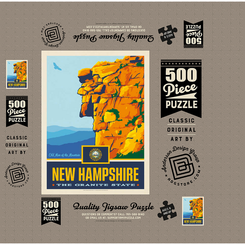 New Hampshire: The Granite State 500 Jigsaw Puzzle box 3D Modell