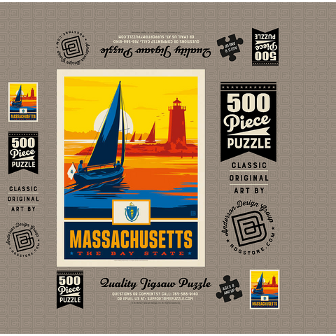 Massachusetts: The Bay State 500 Jigsaw Puzzle box 3D Modell