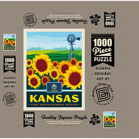 Kansas: The Sunflower State 1000 Jigsaw Puzzle box 3D Modell