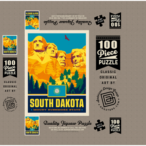 South Dakota: Mount Rushmore State 100 Jigsaw Puzzle box 3D Modell