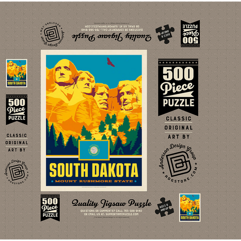 South Dakota: Mount Rushmore State 500 Jigsaw Puzzle box 3D Modell