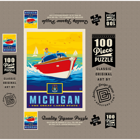 Michigan: The Great Lakes State 100 Jigsaw Puzzle box 3D Modell