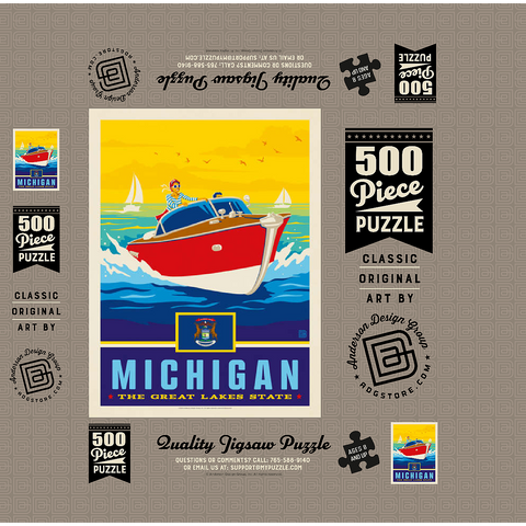 Michigan: The Great Lakes State 500 Jigsaw Puzzle box 3D Modell