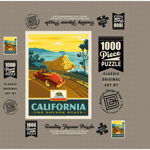 California: The Golden State (Coastline) 1000 Jigsaw Puzzle box 3D Modell