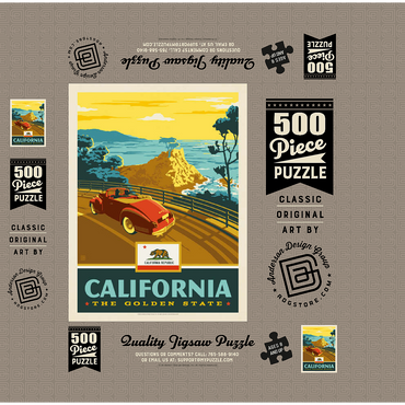California: The Golden State (Coastline) 500 Jigsaw Puzzle box 3D Modell