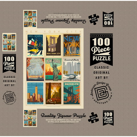 New York City: Multi-Image Print - Edition 1, Vintage Poster 100 Jigsaw Puzzle box 3D Modell