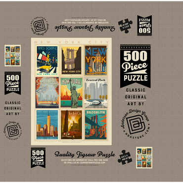 New York City: Multi-Image Print - Edition 1, Vintage Poster 500 Jigsaw Puzzle box 3D Modell