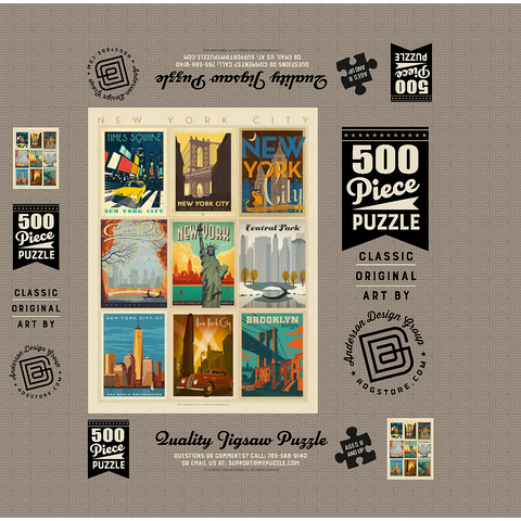 New York City: Multi-Image Print - Edition 1, Vintage Poster 500 Jigsaw Puzzle box 3D Modell
