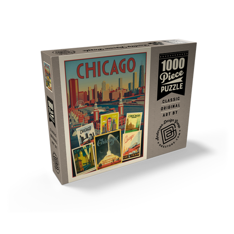 Chicago: Multi-Image Collage Print, Vintage Poster 1000 Jigsaw Puzzle box view2
