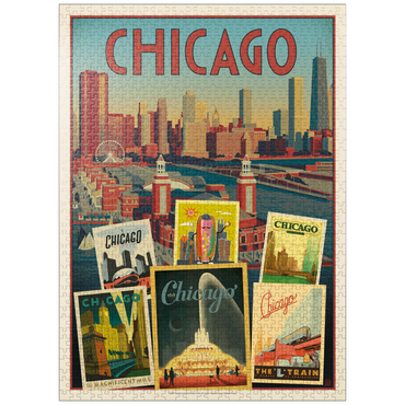 puzzleplate Chicago: Multi-Image Collage Print, Vintage Poster 1000 Jigsaw Puzzle