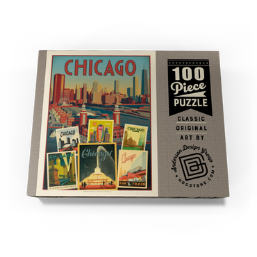 Chicago: Multi-Image Collage Print, Vintage Poster 100 Jigsaw Puzzle box view3