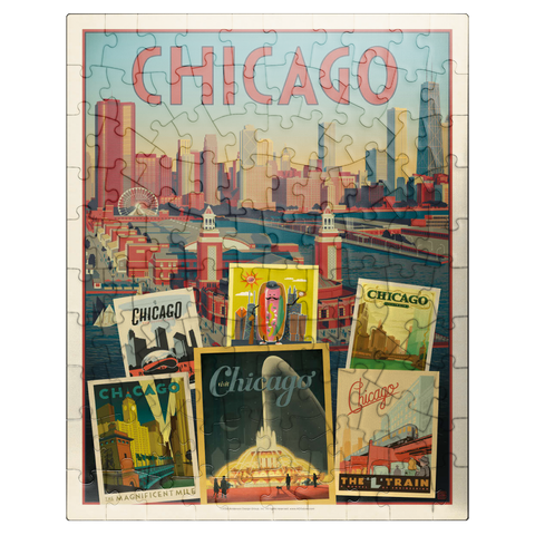 puzzleplate Chicago: Multi-Image Collage Print, Vintage Poster 100 Jigsaw Puzzle