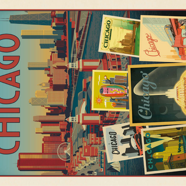 Chicago: Multi-Image Collage Print, Vintage Poster 100 Jigsaw Puzzle 3D Modell