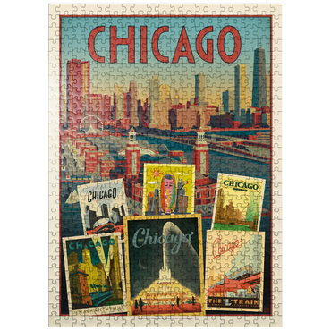 puzzleplate Chicago: Multi-Image Collage Print, Vintage Poster 500 Jigsaw Puzzle