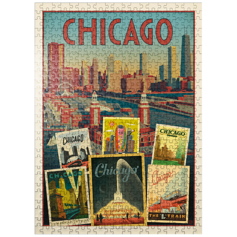 puzzleplate Chicago: Multi-Image Collage Print, Vintage Poster 500 Jigsaw Puzzle
