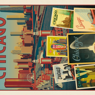 Chicago: Multi-Image Collage Print, Vintage Poster 500 Jigsaw Puzzle 3D Modell