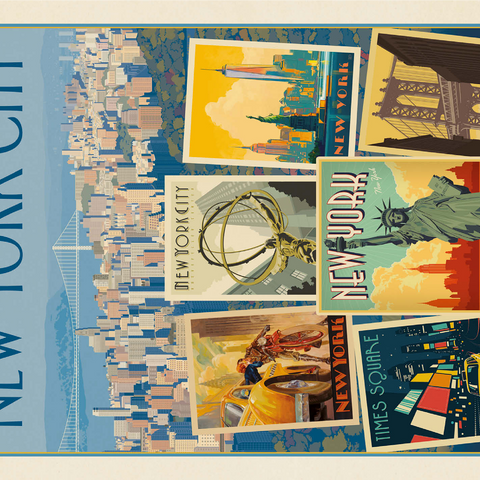 New York City: Multi-Image Collage Print, Vintage Poster 1000 Jigsaw Puzzle 3D Modell