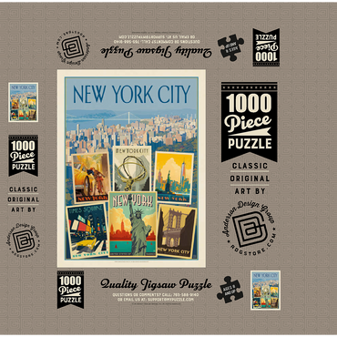 New York City: Multi-Image Collage Print, Vintage Poster 1000 Jigsaw Puzzle box 3D Modell