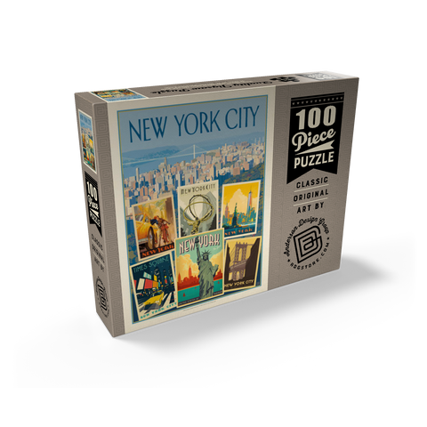 New York City: Multi-Image Collage Print, Vintage Poster 100 Jigsaw Puzzle box view2